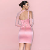 Neckholder-Minikleid mit langen Ärmeln und Cut-Outs, figurbetont, HI1305